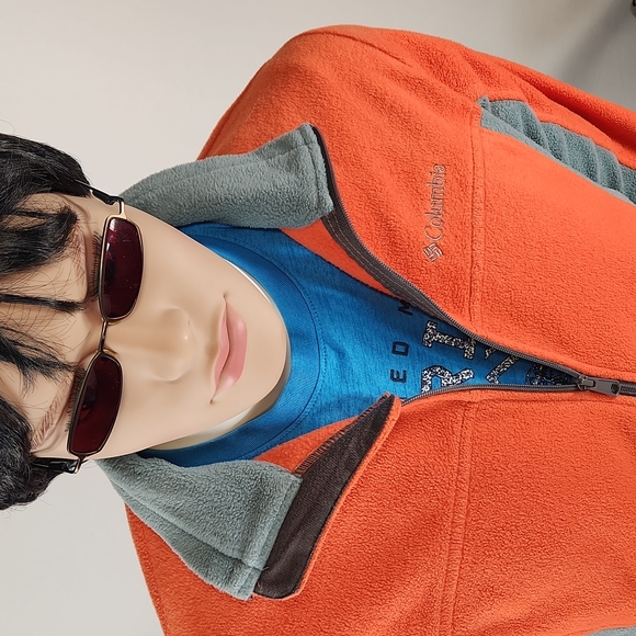 Columbia Full zip fleece jacket Size L Orange/Grey - Picture 17 of 17
